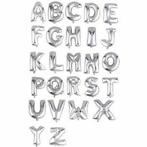 ALPHABET Letters Silver Foil Balloon Party Birthday Name Event Air Heli